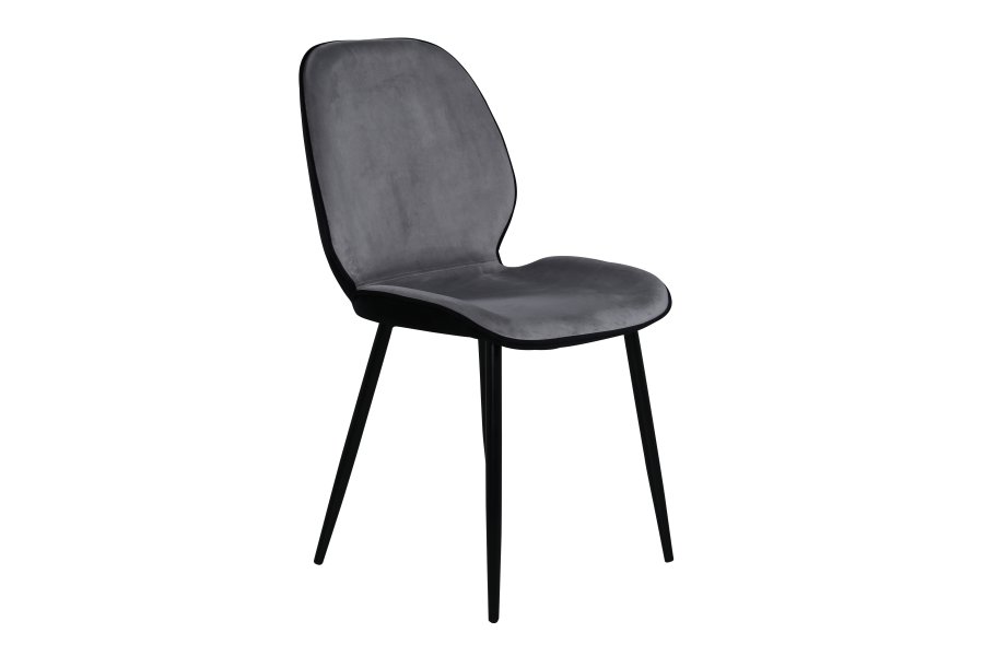 VENTURE DESIGN Emma spisebordsstol - gr fljl/polyesterlinned og sort stl