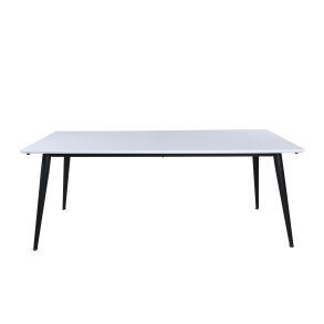 VENTURE DESIGN Jimmy spisebord, m. udtrk - hvid HPL og sort stl (195x90)
