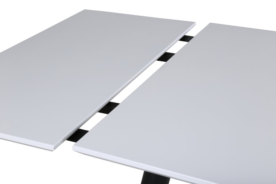 VENTURE DESIGN Jimmy spisebord, m. udtrk - hvid HPL og sort stl (150x90)