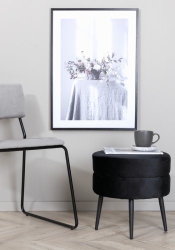 VENTURE DESIGN Kenth spisebordsstol - lysegr fljl/polyesterhr og sort stl