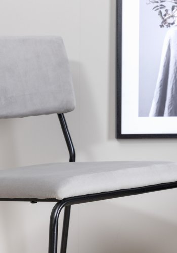 VENTURE DESIGN Kenth spisebordsstol - lysegr fljl/polyesterhr og sort stl