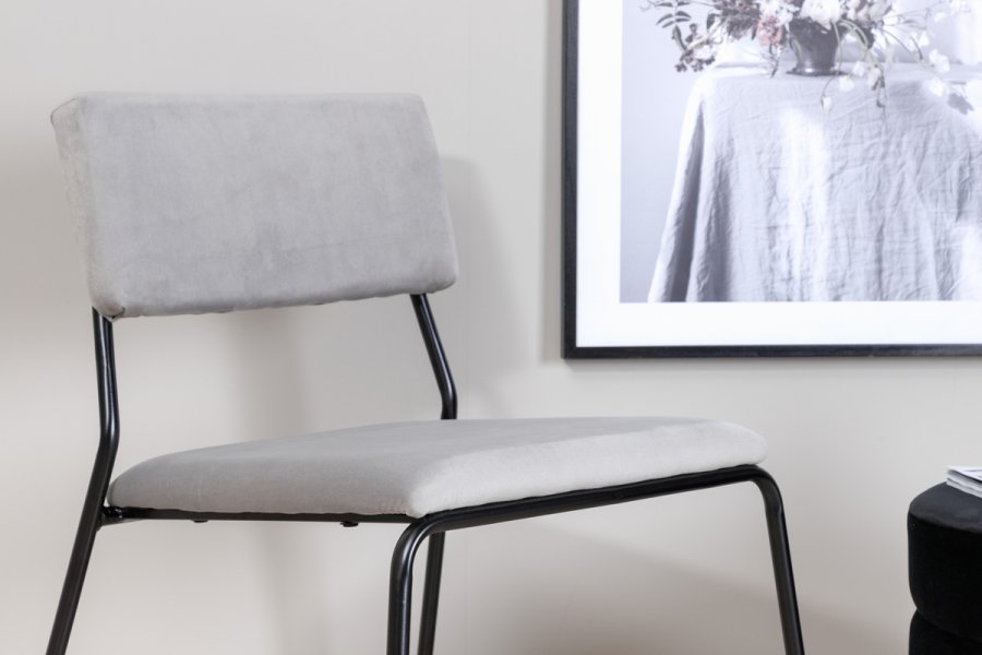 VENTURE DESIGN Kenth spisebordsstol - lysegr fljl/polyesterhr og sort stl