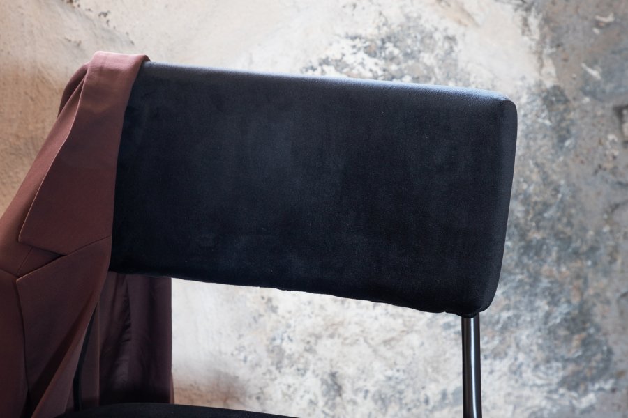 VENTURE DESIGN Kenth spisebordsstol - sort fljl/polyesterhr og sort stl