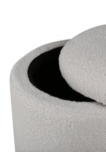 VENTURE DESIGN Limpen puf, m. opbevaring, cylinder - hvid bamsestof polyester (32)