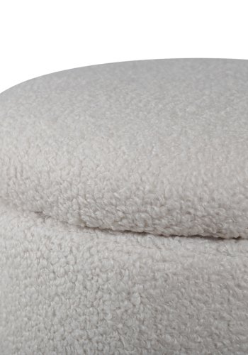 VENTURE DESIGN Limpen puf, m. opbevaring, cylinder - hvid bamsestof polyester (32)