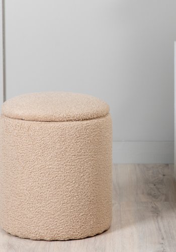 VENTURE DESIGN Limpen puf, m. opbevaring, cylinder - beige bamsestof polyester (32)