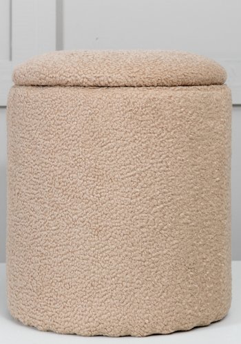 VENTURE DESIGN Limpen puf, m. opbevaring, cylinder - beige bamsestof polyester (32)