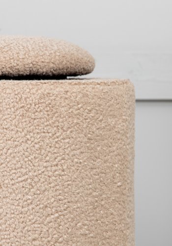 VENTURE DESIGN Limpen puf, m. opbevaring, cylinder - beige bamsestof polyester (32)