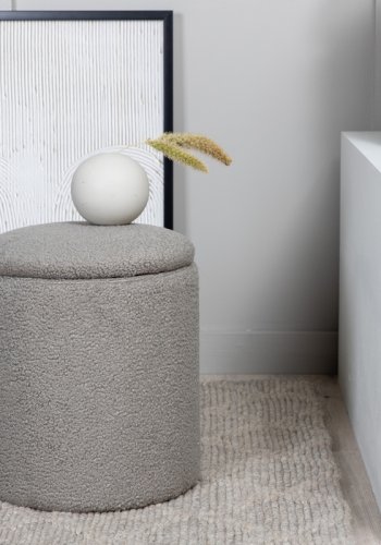 VENTURE DESIGN Limpen puf, m. opbevaring, cylinder - gr bamsestof polyester (32)