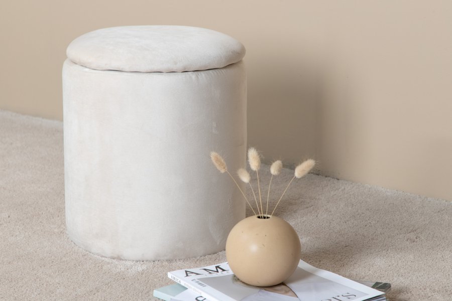 VENTURE DESIGN Limpen puf, m. opbevaring, cylinder - beige fljl (32)