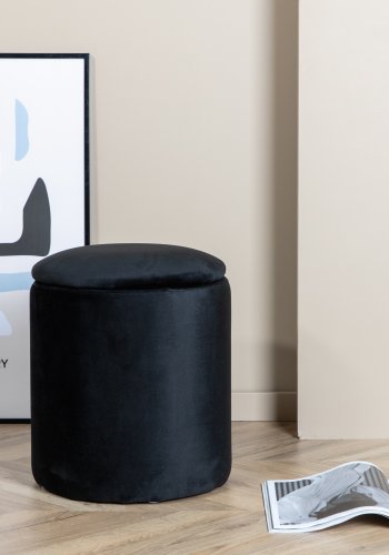 VENTURE DESIGN Limpen puf, m. opbevaring, cylinder - sort fljl (32)