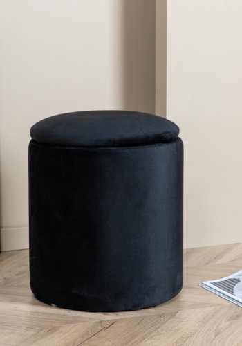 VENTURE DESIGN Limpen puf, m. opbevaring, cylinder - sort fljl (32)