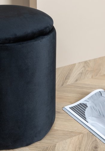 VENTURE DESIGN Limpen puf, m. opbevaring, cylinder - sort fljl (32)