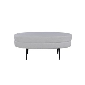 VENTURE DESIGN Otto puf, oval - hvid bamsestof polyester og sort stl (100x40)