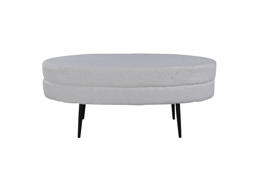 VENTURE DESIGN Otto puf, oval - hvid bamsestof polyester og sort stl (100x40)
