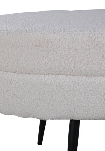VENTURE DESIGN Otto puf, oval - hvid bamsestof polyester og sort stl (100x40)