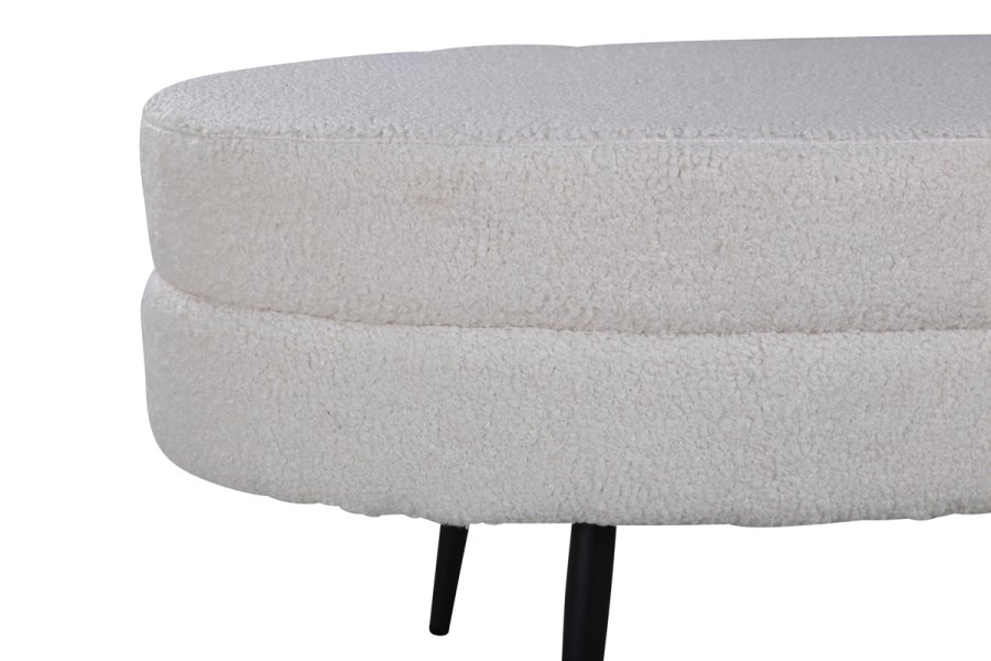 VENTURE DESIGN Otto puf, oval - hvid bamsestof polyester og sort stl (100x40)