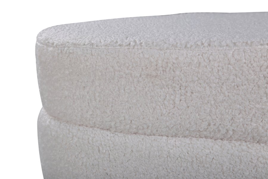 VENTURE DESIGN Otto puf, oval - hvid bamsestof polyester og sort stl (100x40)