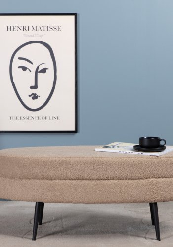 VENTURE DESIGN Otto puf, oval - beige bamsestof polyester og sort stl (100x40)