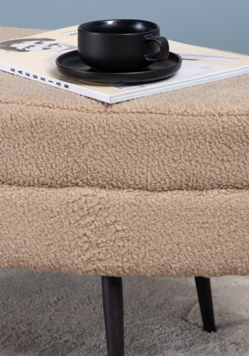 VENTURE DESIGN Otto puf, oval - beige bamsestof polyester og sort stl (100x40)