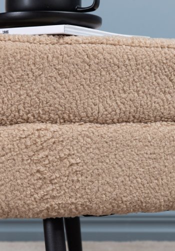 VENTURE DESIGN Otto puf, oval - beige bamsestof polyester og sort stl (100x40)