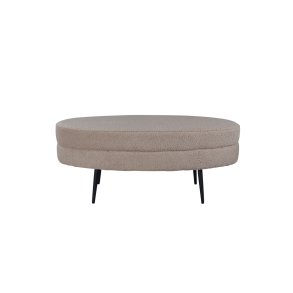 VENTURE DESIGN Otto puf, oval - beige bamsestof polyester og sort stl (100x40)