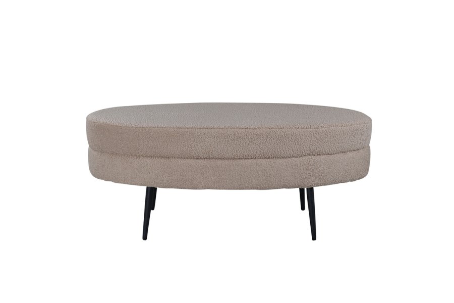 VENTURE DESIGN Otto puf, oval - beige bamsestof polyester og sort stl (100x40)