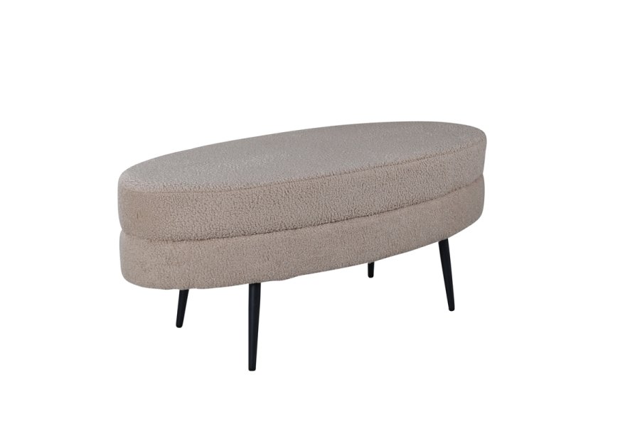VENTURE DESIGN Otto puf, oval - beige bamsestof polyester og sort stl (100x40)