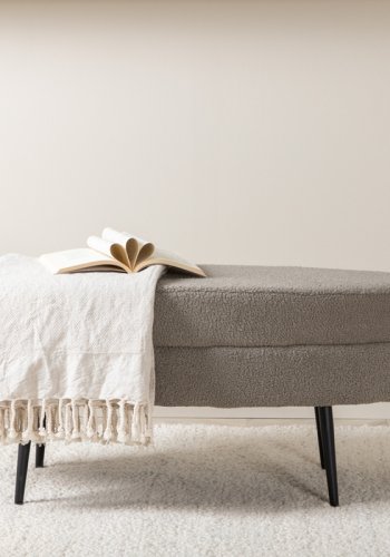 VENTURE DESIGN Otto puf, oval - gr bamsestof polyester og sort stl (100x40)