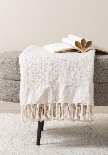 VENTURE DESIGN Otto puf, oval - gr bamsestof polyester og sort stl (100x40)