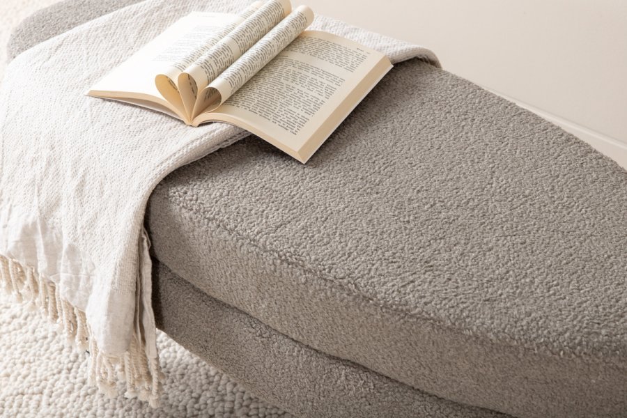 VENTURE DESIGN Otto puf, oval - gr bamsestof polyester og sort stl (100x40)