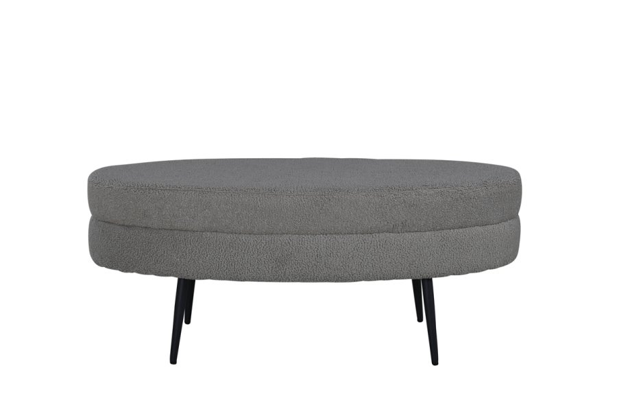 VENTURE DESIGN Otto puf, oval - gr bamsestof polyester og sort stl (100x40)