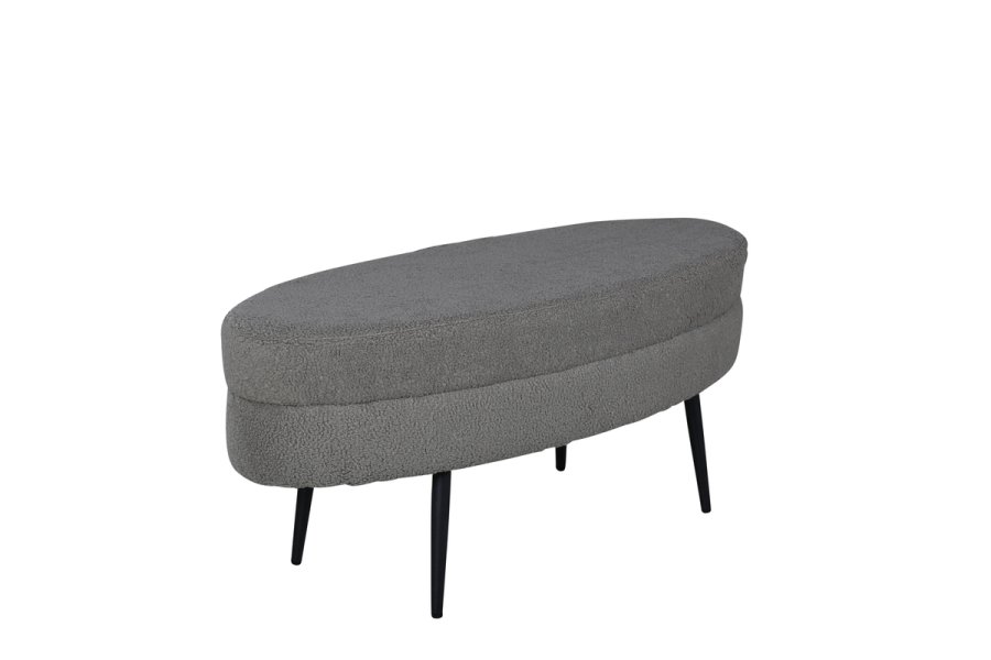 VENTURE DESIGN Otto puf, oval - gr bamsestof polyester og sort stl (100x40)