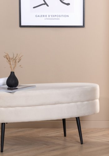 VENTURE DESIGN Otto puf, oval - beige fljl og sort stl (100x40)