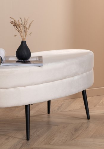 VENTURE DESIGN Otto puf, oval - beige fljl og sort stl (100x40)