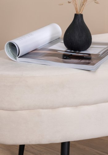 VENTURE DESIGN Otto puf, oval - beige fljl og sort stl (100x40)