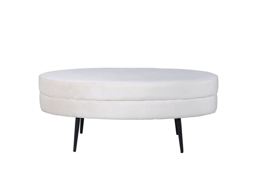 VENTURE DESIGN Otto puf, oval - beige fljl og sort stl (100x40)