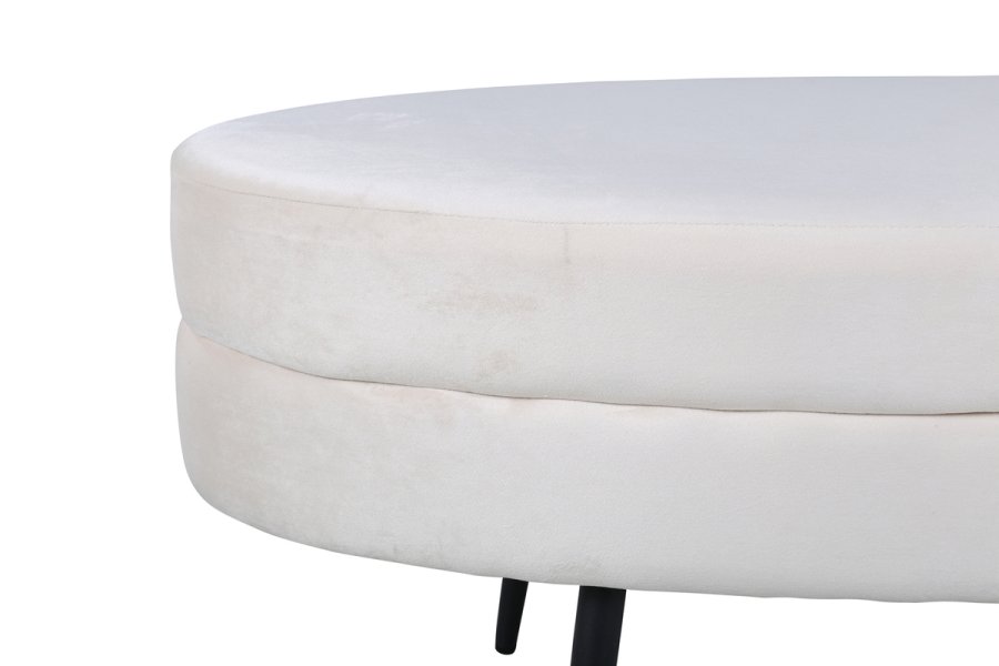VENTURE DESIGN Otto puf, oval - beige fljl og sort stl (100x40)