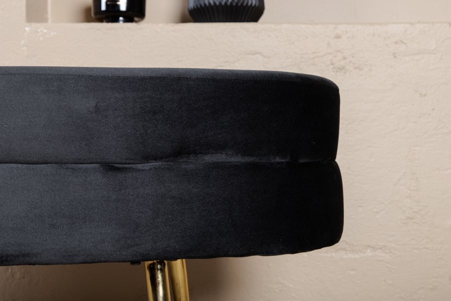 VENTURE DESIGN Otto puf, oval - sort fljl og messingfolie stl (100x40)