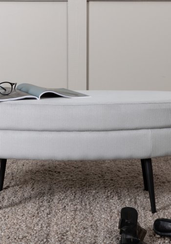 VENTURE DESIGN Otto puf, oval - gr fljl og sort stl (100x40)