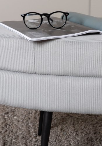 VENTURE DESIGN Otto puf, oval - gr fljl og sort stl (100x40)