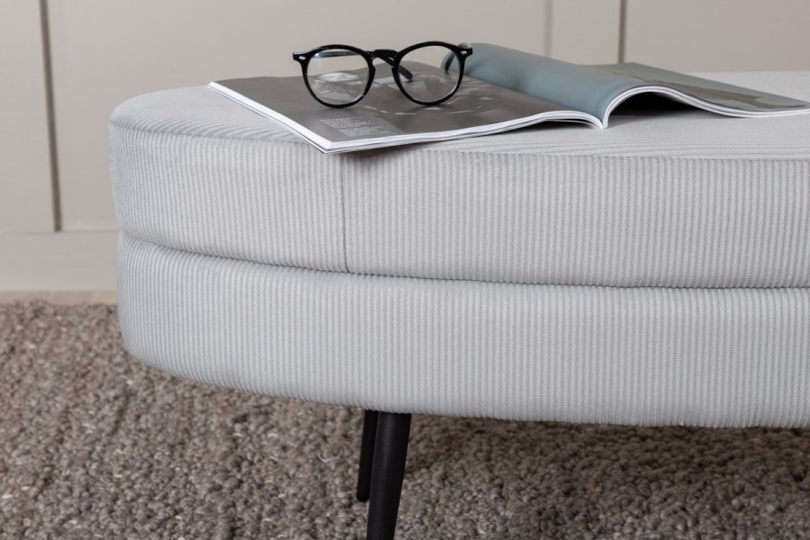 VENTURE DESIGN Otto puf, oval - gr fljl og sort stl (100x40)