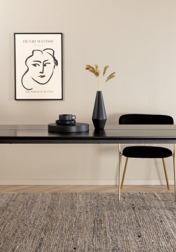 VENTURE DESIGN Pelle spisebord, rektangulr - sort finér og sort stl (190x90)