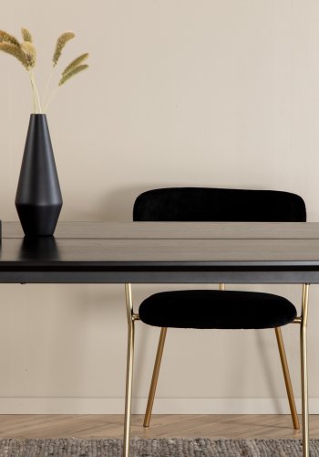 VENTURE DESIGN Pelle spisebord, rektangulr - sort finér og sort stl (190x90)