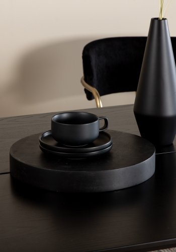 VENTURE DESIGN Pelle spisebord, rektangulr - sort finér og sort stl (190x90)