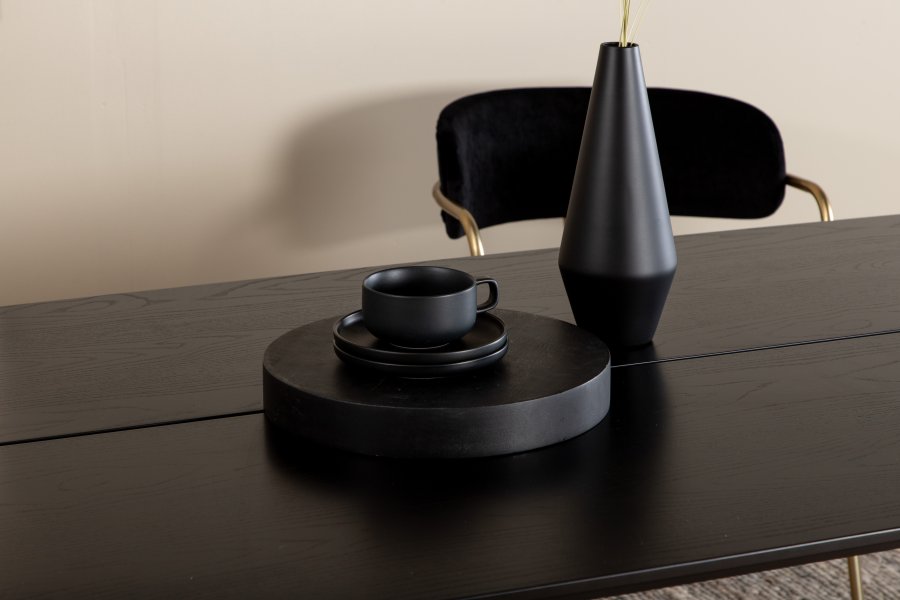 VENTURE DESIGN Pelle spisebord, rektangulr - sort finér og sort stl (190x90)