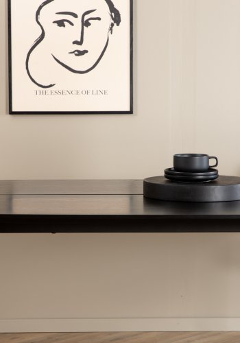 VENTURE DESIGN Pelle spisebord, rektangulr - sort finér og sort stl (190x90)
