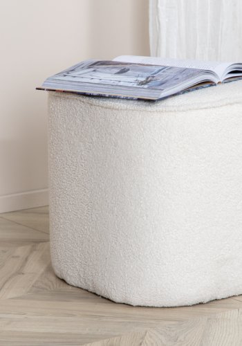 VENTURE DESIGN Piff puf, kvadratisk - hvid bamsestof polyester (44x44)