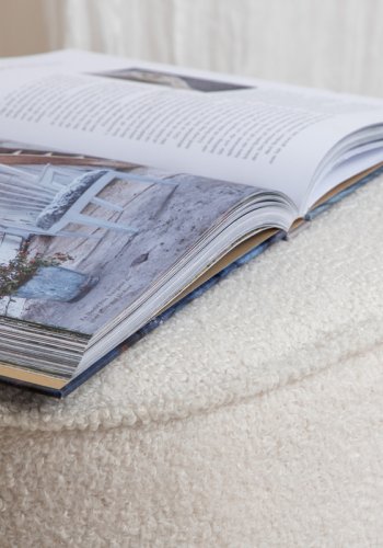 VENTURE DESIGN Piff puf, kvadratisk - hvid bamsestof polyester (44x44)