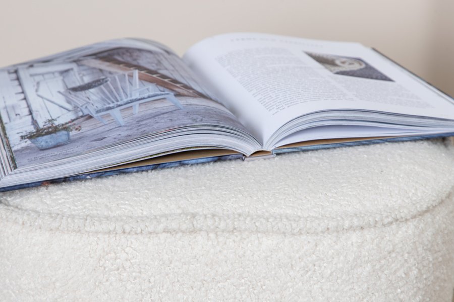 VENTURE DESIGN Piff puf, kvadratisk - hvid bamsestof polyester (44x44)